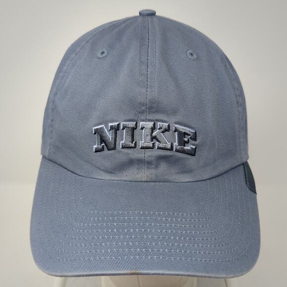 Nike Slideback Baseball Cap Blue One Size Adjustable Embroidered Vented Holes - Picture 2 of 9